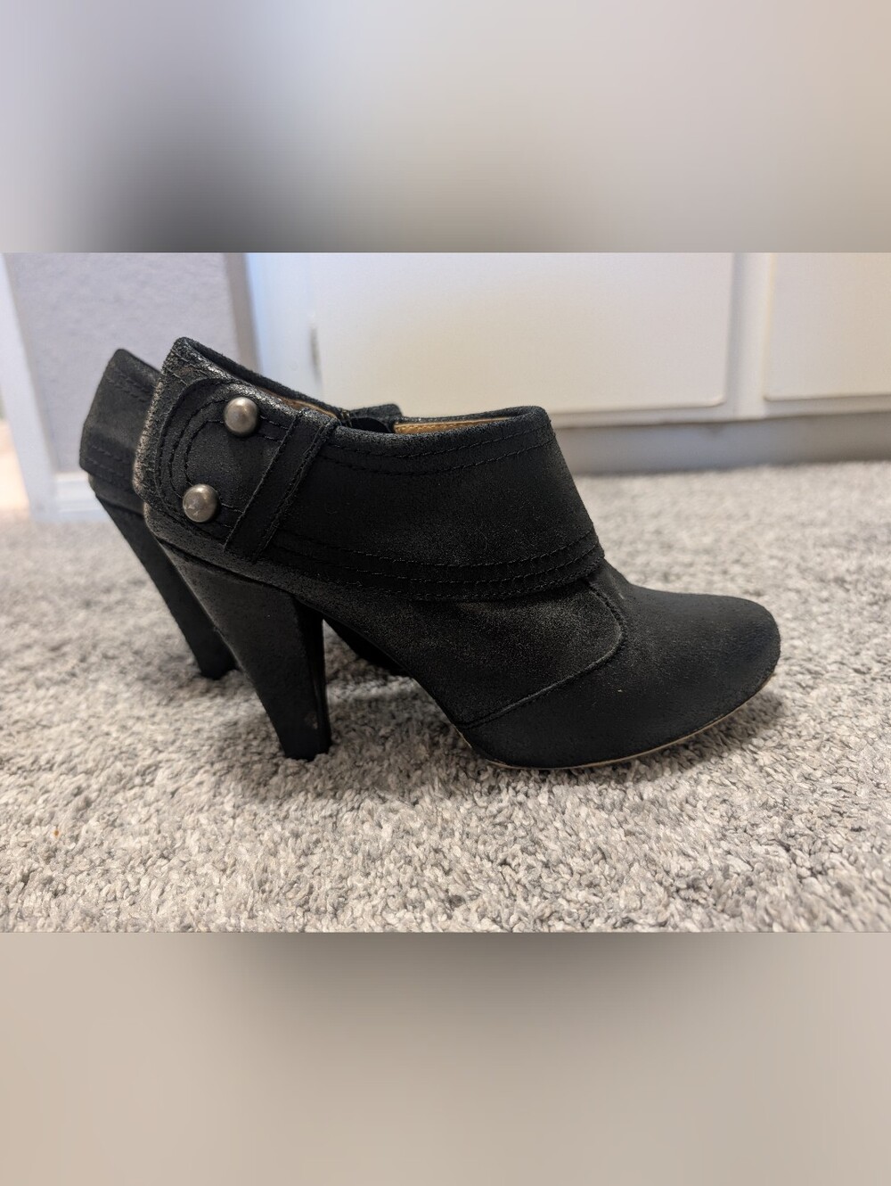 Seychelles Black Leather High Heel Ankle Shoe